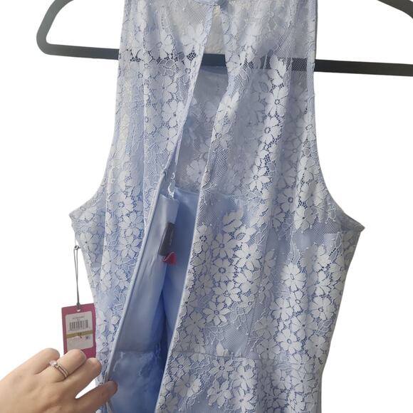 Vince Camuto Blue Lace Halter Neck Dress w/ Pockets Size 14 - Picture 9 of 14